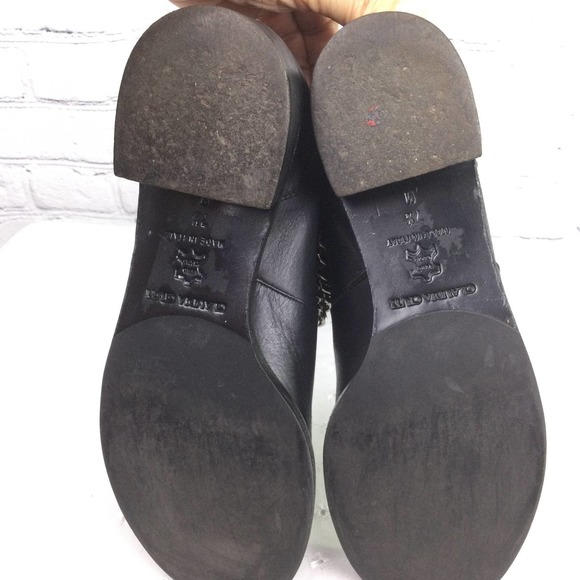 Claudia Ciuti Women's Buckles Chain Link Block Heel Black Leather Calf Boot 7.5 - Picture 11 of 15